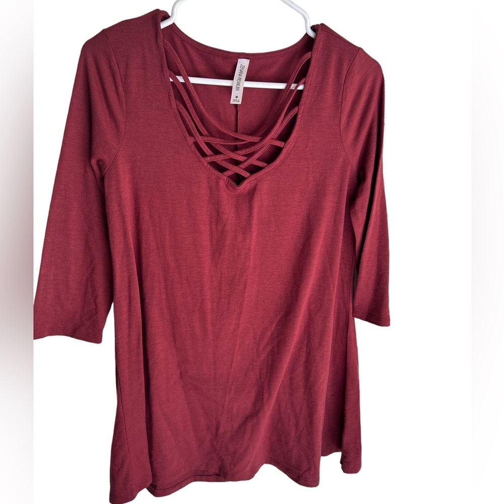 Zanana Premium soft red quarter length sleeve flowy shirt size medium